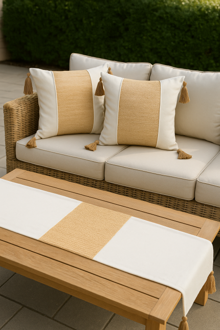 رنر ابيض وخيش 33*180